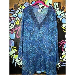 Trimshaper Swimsuit Bathing Suit Coverup, Blue, Large